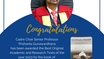 Senior Professor Prishanta Gunawardhana has been awarded the Best Original Academic and Research